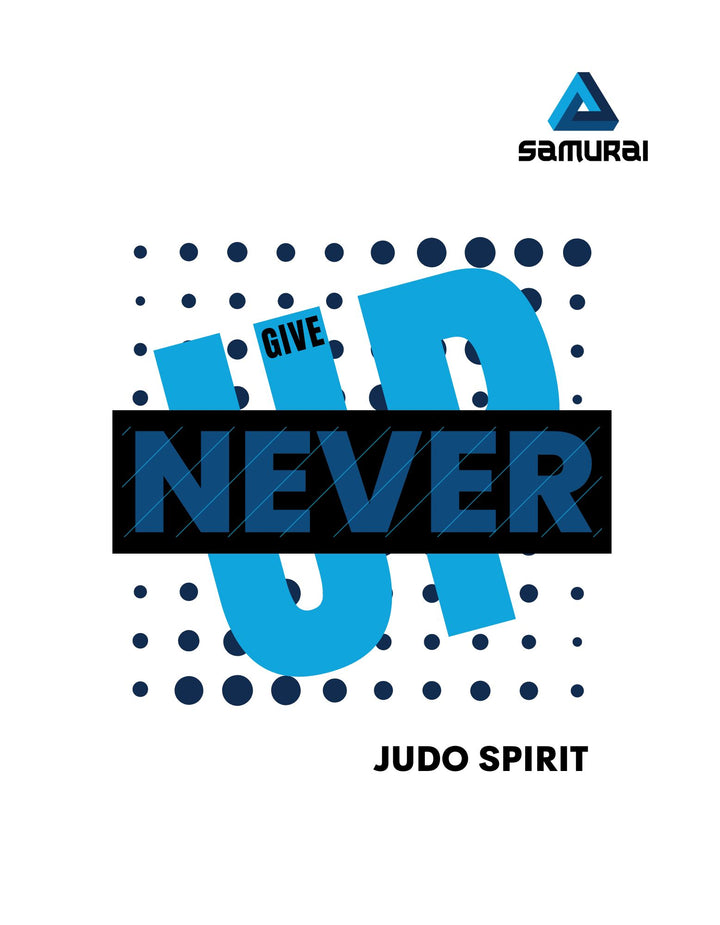 CAMISETA MASCULINA SAMURAI BRANCO NEVER GIVE UP DESIGN